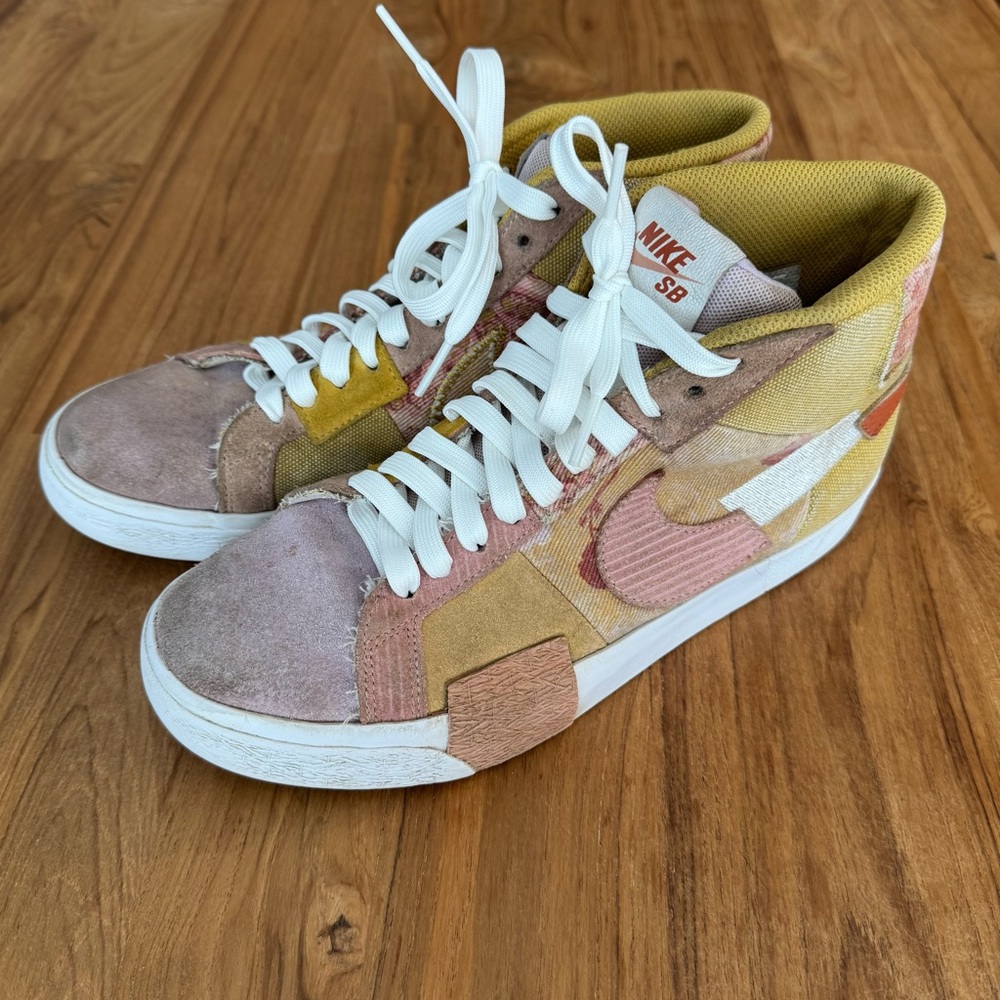 Nike Shoes Mens 7 Zoom Blazer Premium SB Paisley Sanded Gold High Top WORN